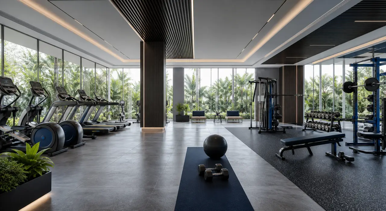 Contemporary shared residential fitness studio